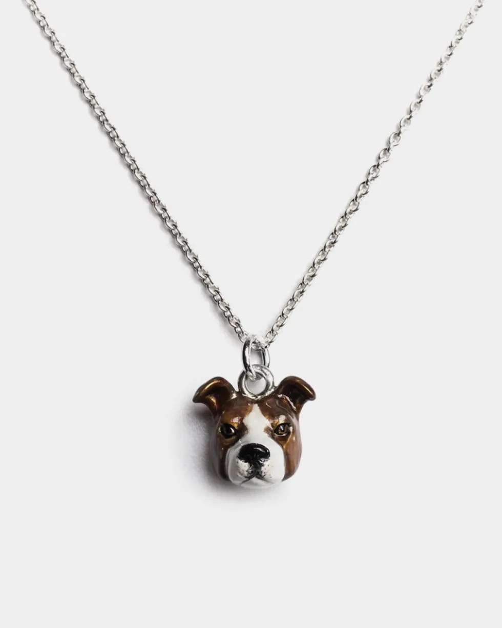 COLLANA CON CIONDOLO AMERICAN STAFFORDSHIRE SMALTATO