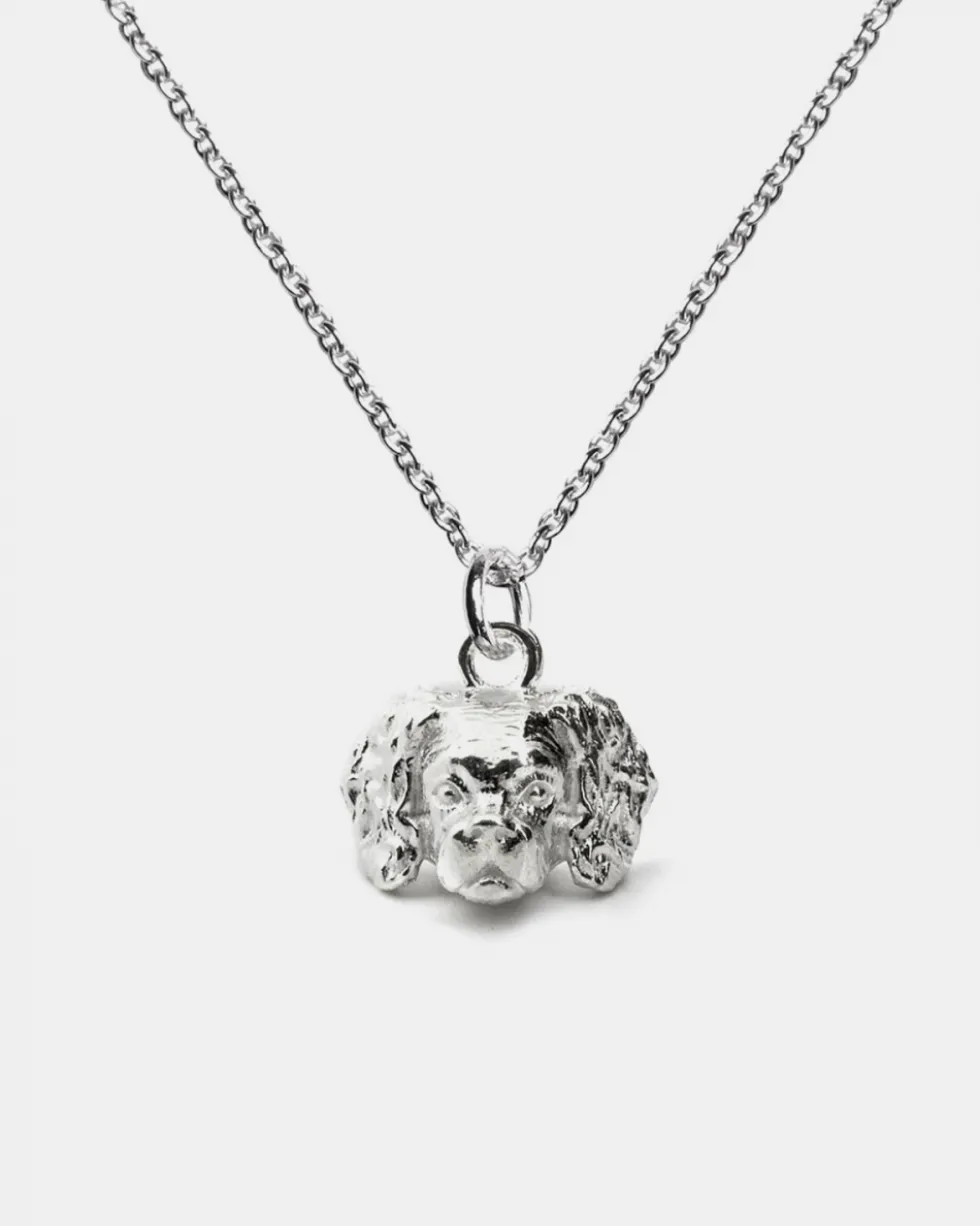 COLLANA CON CIONDOLO CAVALIER KING IN ARGENTO