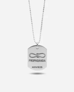 COLLANA CON CIONDOLO PIASTRA MILITARE PROPAGANDA W/ NOVE25 IN ARGENTO