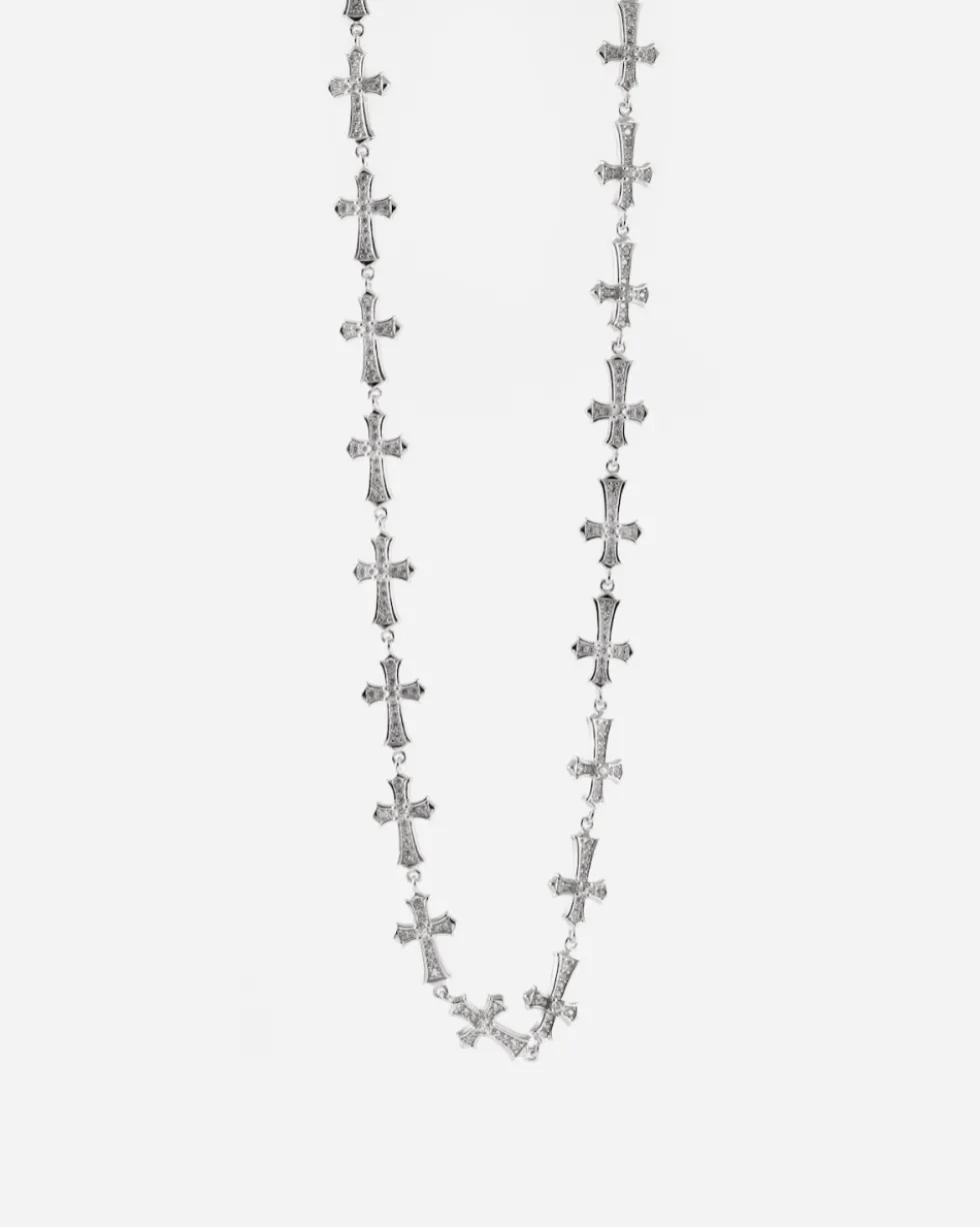 COLLANA CROCI GOTICHE IN ARGENTO CON BRILLANTI