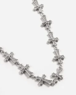 COLLANA CROCI GOTICHE IN ARGENTO CON BRILLANTI