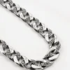 COLLANA GRUMETTA CON TEXTURE GOTICA ALTERNATA SUERTE IN ARGENTO