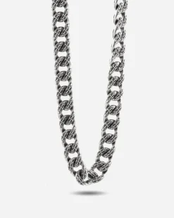 COLLANA GRUMETTA CON TEXTURE GOTICA ENLACE IN ARGENTO