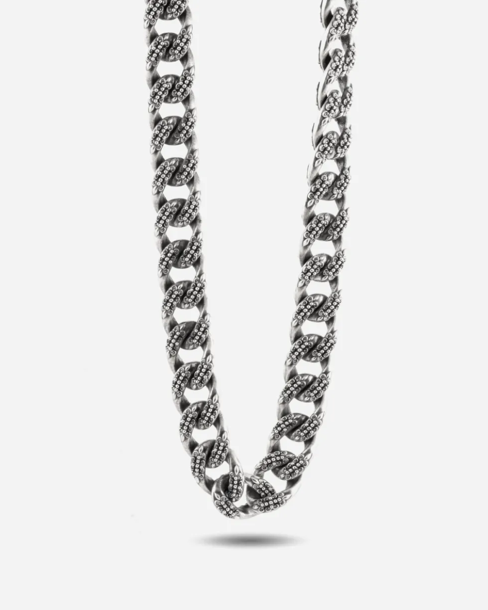 COLLANA GRUMETTA CON TEXTURE GOTICA ENLACE IN ARGENTO