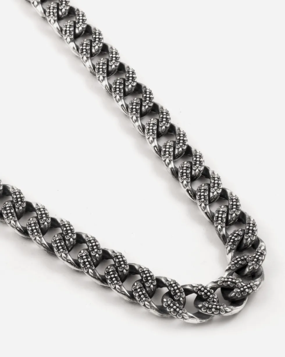 COLLANA GRUMETTA CON TEXTURE GOTICA ENLACE IN ARGENTO
