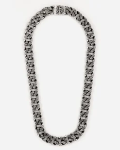 COLLANA GRUMETTA CON TEXTURE GOTICA ENLACE IN ARGENTO