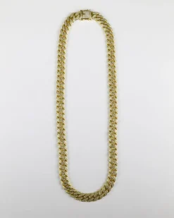 COLLANA GRUMETTA OVALE H120 CON ZIRCONIA CUBICA / GALVANICA ORO GIALLO LUCIDO