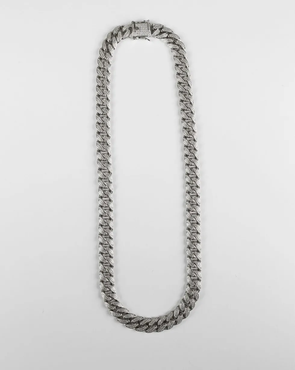 COLLANA GRUMETTA OVALE H120 CON ZIRCONIA CUBICA / GALVANICA RODIO LUCIDO