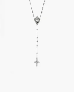 COLLANA ROSARIO CUORE EX-VOTO E CROCE GOTICA