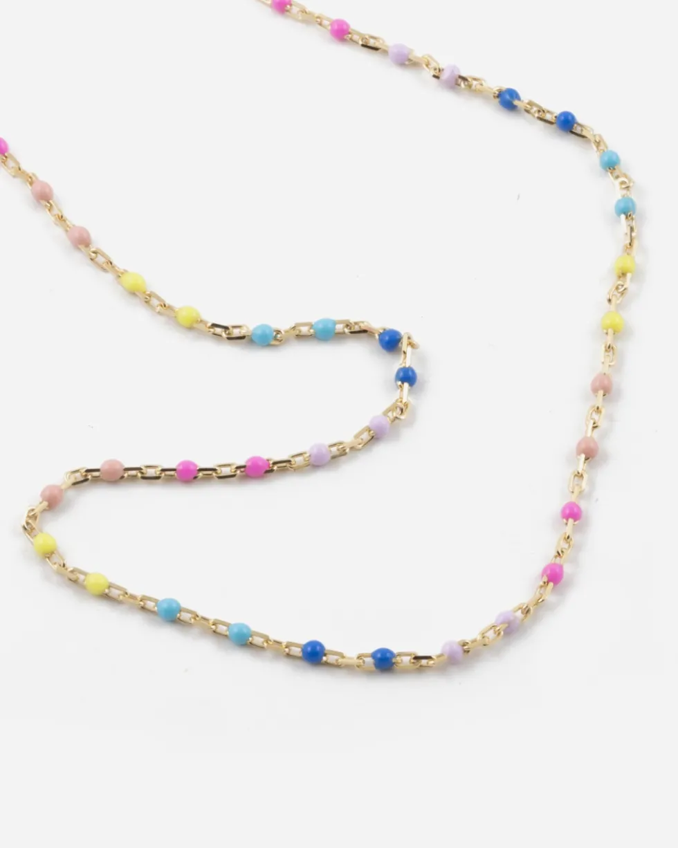 COLLANA SMALTO MULTICOLOR GRANDE PLACCATA ORO