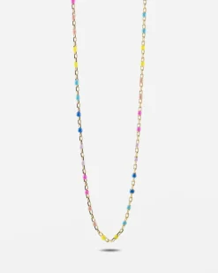 COLLANA SMALTO MULTICOLOR GRANDE PLACCATA ORO