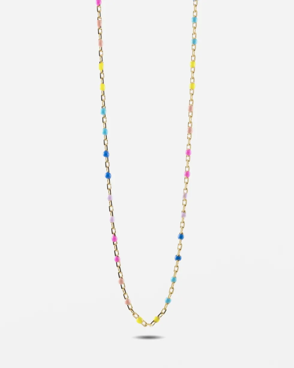 COLLANA SMALTO MULTICOLOR GRANDE PLACCATA ORO