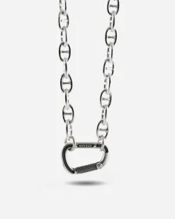 COLLANA TRAVERSINO IN ARGENTO CON MOSCHETTONE GRANDE IN BRONZO ARGENTATO