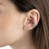 EAR CUFF TRIPLE TIE PUNTINATO IN ARGENTO