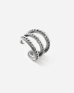 EAR CUFF TRIPLE TIE PUNTINATO IN ARGENTO