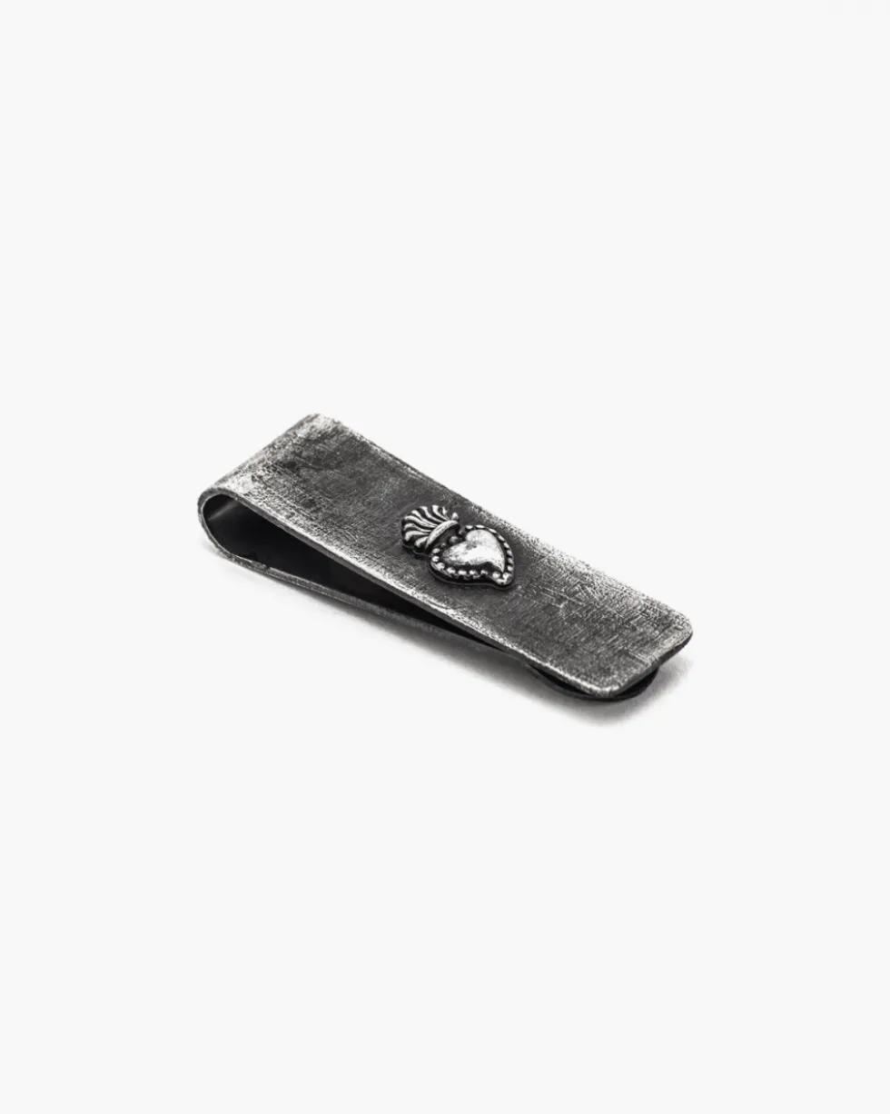 FERMASOLDI IN ARGENTO ANTICATO CUORE EX-VOTO