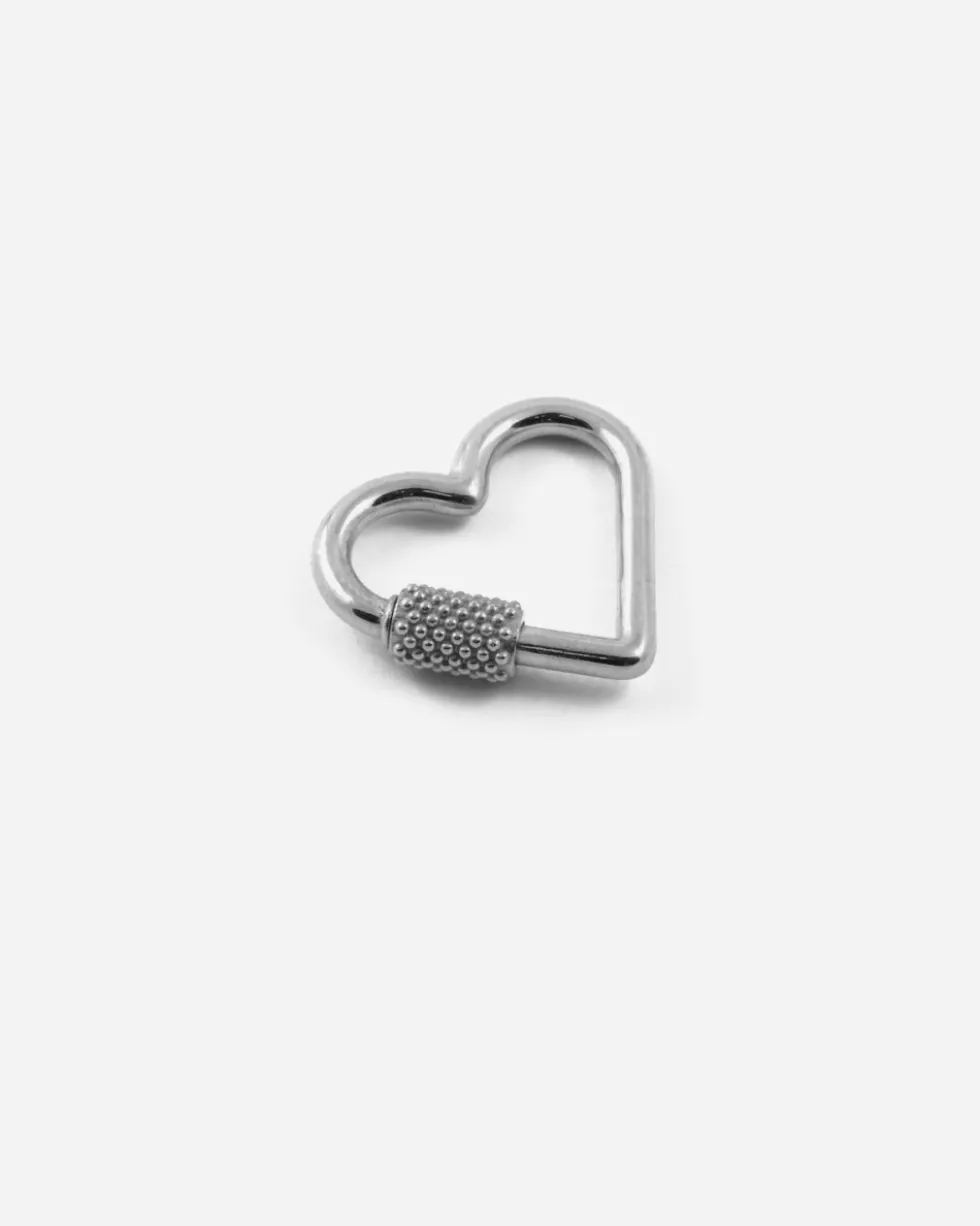 MINI MOSCHETTONE CUORE IN BRONZO ARGENTATO