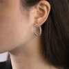 ORECCHINO A CERCHIO FILO 3 MM DIAM 21 MM TEXTURE DIAMANTATA IN ARGENTO