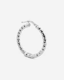 ORECCHINO A CERCHIO FILO 3 MM DIAM 21 MM TEXTURE DIAMANTATA IN ARGENTO