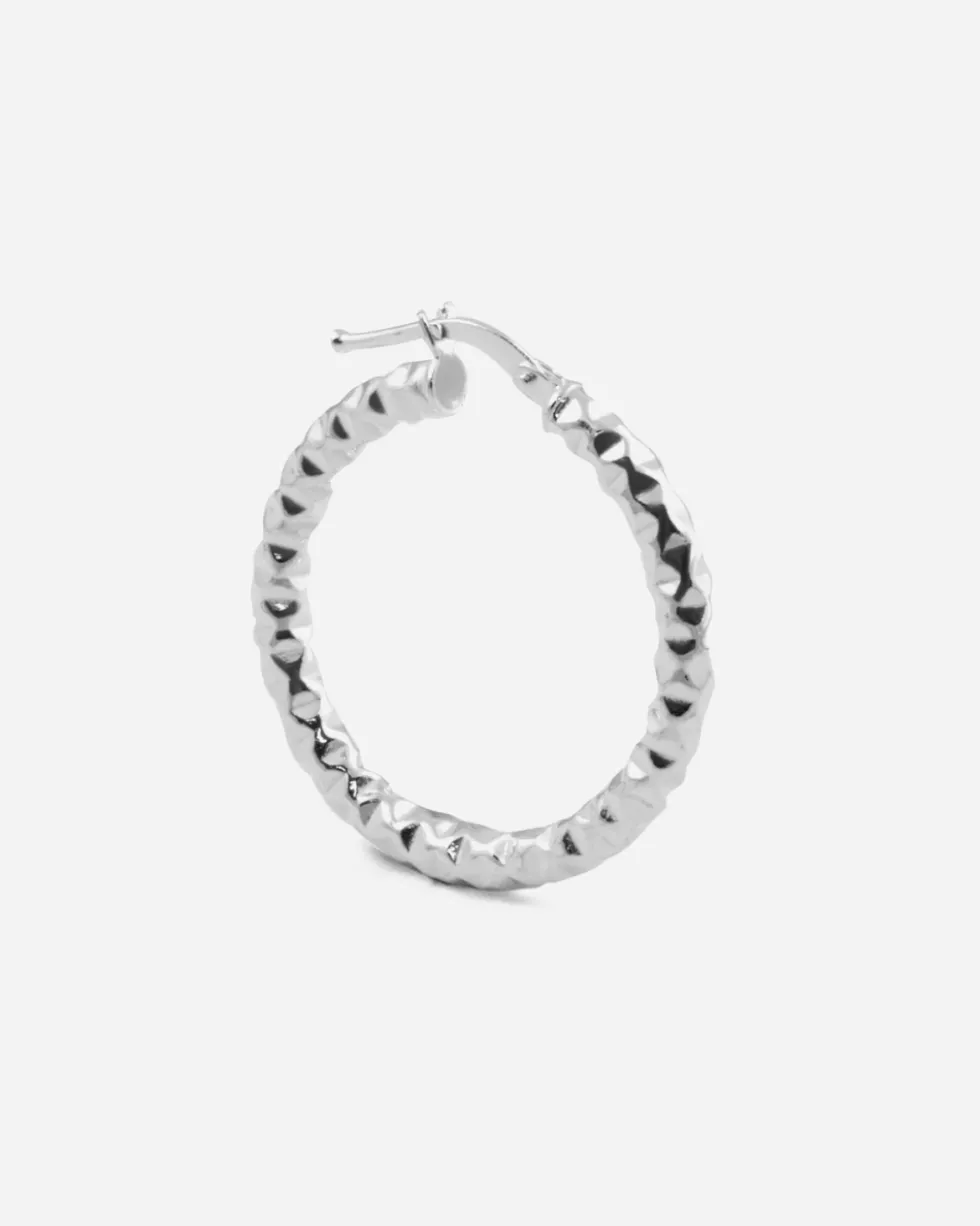 ORECCHINO A CERCHIO FILO 3 MM DIAM 21 MM TEXTURE DIAMANTATA IN ARGENTO