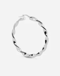 ORECCHINO A CERCHIO GRANDE TORCHON FILO 4,5 DIAM 41 MM IN ARGENTO