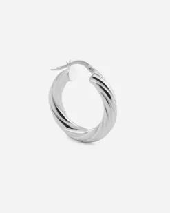 ORECCHINO A CERCHIO TORCHON LISCIO FILO 4 DIAM 15 MM IN ARGENTO
