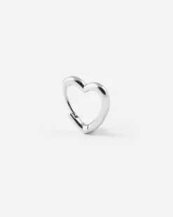 ORECCHINO CERCHIO CUORE PICCOLO IN ARGENTO RODIATO