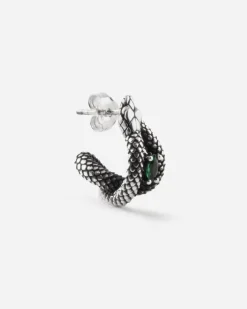 ORECCHINO CERCHIO SERPENTE POISONED IN ARGENTO CON PIETRA VERDE