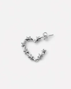 ORECCHINO CUORE FILO SPINATO IN ARGENTO
