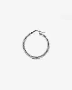 ORECCHINO DIAMOND HOOP GRANDE IN ARGENTO RODIATO