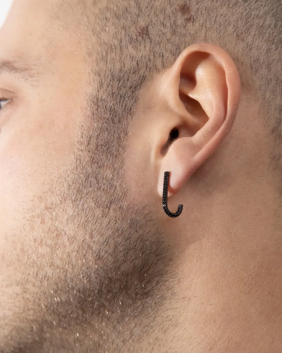 ORECCHINO FANCY BLACK HOOK CON BRILLANTI NERI