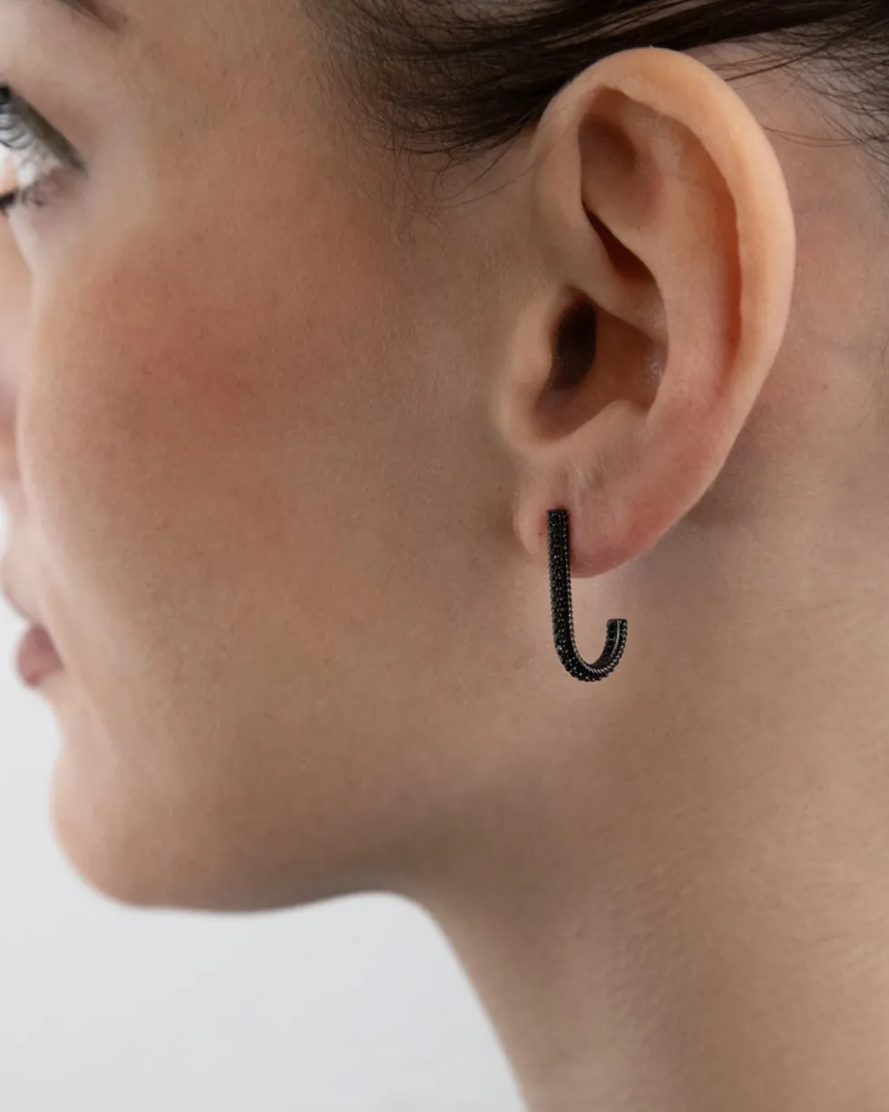 ORECCHINO FANCY BLACK HOOK CON BRILLANTI NERI