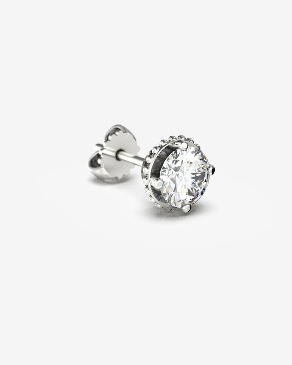 ORECCHINO PUNTO LUCE IN ARGENTO CON DIAMANTE DA 1 ct