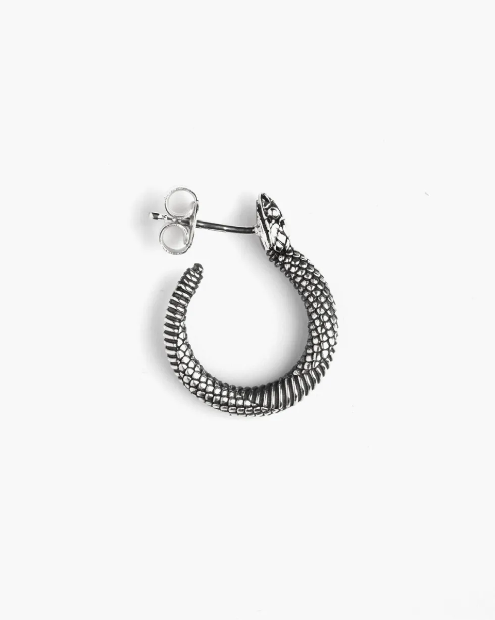 ORECCHINO SERPENTE A CERCHIO IN ARGENTO